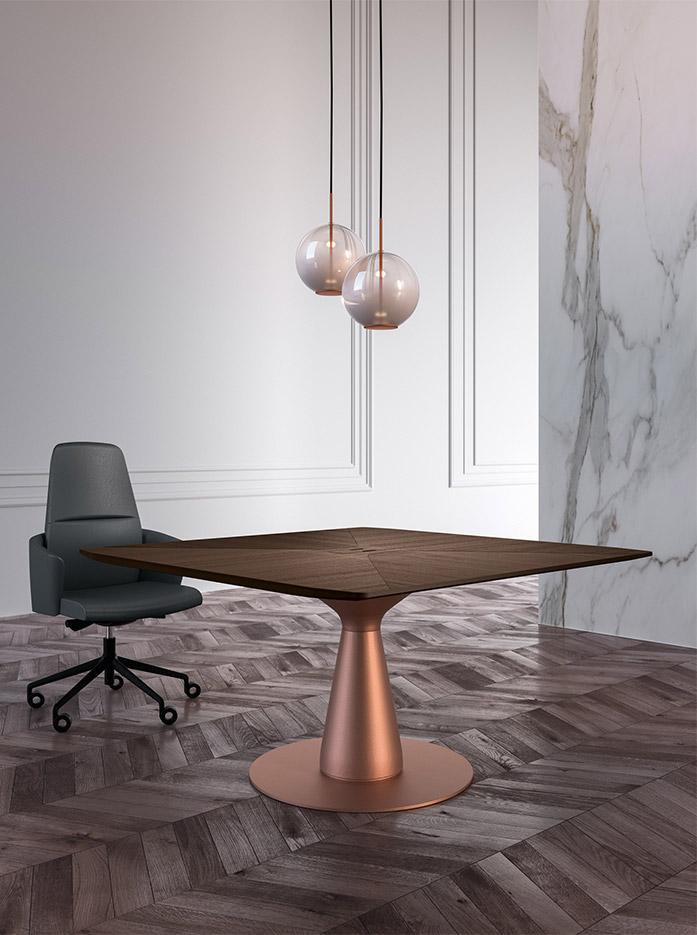 Table de réunion ronde plateau bois et pied métal, gamme Vettore round - France Bureau